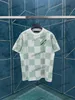 Xinxinbuy Men Designer Tee T Shirt 2024 إيطاليا الشطرنج الشطرنج محبوكة قصيرة الأكمام من القطن النساء الرمادي الأسود أبيض أخضر S-2XL