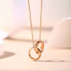 Designer v Gold High Edition Tiffay and Co Double Ring Necklace Women New Buckle Roman Letter Leadant Rose Transit Callar