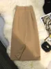 Skirts High Waist A-Line Suit Women Back Slit Black Midi Skirt Elegant Office Lady Package Hips Straight Faldas Mujer