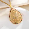 Fashionable and Exquisite Golden Shiny Zircon Allah Muslim Pendant 14k Yellow Gold Necklace Men Women Jewelry Gift