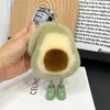 Cute Real Rabbit Fur Avocado Keychain Pompom Ball Bag Charm Keyring Handbag Pendant Kids Gift