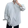 남자 캐주얼 셔츠 남자 단색 셔츠 우아한 비즈니스 턴 다운 칼라 단일 가슴 디자인 공식 스타일 영어