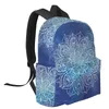 Mochila Azul Mandala Mulheres Homem Mochilas À Prova D 'Água Multi-Bolso Escola para Estudante Meninos Meninas Laptop Book Pack Mochilas