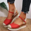 Sandals Closed Toe Vacation Slingback Court Wedges Women Canvas Colorblock Espadrille Wedge Shoes Women'S Summer 2024