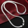 Collar de cadena de plata de ley 925 de 5mm, collar de Eslabón cubano lateral completo para mujer y hombre, joyería de compromiso de boda a la moda 2299
