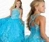 Glitz Girl039s Pageant Robes Halter Cristaux Paillettes Organza Plissé Filles Robe De Bal Princesse Robes De Soirée De Mariage Ritzee girl6841837