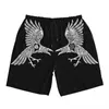 Mäns shorts baddräkt Odin Raven Runes Nordic Gym Summer Funny Casual Beach Male Printed Sports Bekväm badstammar