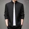 Men's Jackets Spring Autumn Harajuku Fashion Middle-aged Male Office Jacket Solid Casual Zipper Stand Collar Simple