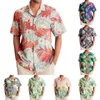 Camisas casuais masculinas 2024 impressão de folha de palmeira para homens camisa havaiana praia manga curta solta moda tops camiseta homem blusa camisa