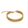 Link pulseiras chique pulseira de aço inoxidável para mulheres ocidente metal textura design 18 k na moda jóias senhora presente