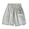 Mäns shorts sommar solida fickor elastisk brev tryck hög midja sport casual lös arbetsbyxor vintage preppy stil byxor