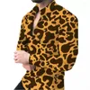Camisas casuais masculinas 2024 primavera e outono leopardo impressão de manga comprida camisa homens tamanho grande mulheres unisex roupas tops