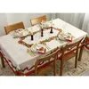 Table Cloth Poinsettia Ribbon Jacquard Print Fabric Christmas Winter Party Tablecloth For Kitchen Meals/Holiday Dinners