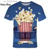 T-shirts pour hommes Nouvelle mode Popcorn 3D imprimé T-shirts drôles Hommes et femmes Vêtements Été Court Slve T-shirt Unisexe Strtwear Tops Ts Y240321