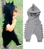 Dinosauro con cappuccio staccabile vestiti del bambino bambino neonato ragazzo ragazza senza maniche solido pagliaccetti del bambino tuta estate vestito nuovo nato a 3 anni T26611092