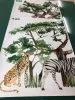 Stickers Large Animal Elephant Giraffe Zebra Leopard Wall Stickers for Kid Rooms Baby Boys Bedroom Big Tree Green Forest Animals Decal