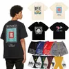 Kısa Kollu Tasarımcı Erkek Gömlek Rhude Şort Kadın Sweatpants Highited Shirt Giysileri Yaz Pamuk Mektup Baskı Üstleri Plaj Tarzı Tees