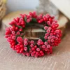 Decorative Flowers Simulated Red Berry Xmas Wreath Candle Holder Christmas Garland Mini Ring For Wedding Party Decoration