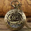 Pocket Watches Bronze Antique Hollow-Out Flower Design Women Men Retro Quartz Analog Watch Necklace Chain With Bird Cage Accessory