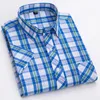 100% Pure Cotton Man Shirt Spring Summer Short Sleeve Plaid Cool Checkered Shirts Men Business Casual with Pocket Leisure 240304