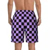Shorts pour hommes Hommes Board Black Purple Checkers Fashion Beach Trunks Séchage rapide Sports Pantalons courts surdimensionnés