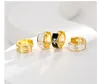 Women Enamel Huggie Earrings 18K Gold Covered Brass Ear Clips