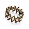 Bracelet Kissme Boho délicat cristal vert rose résine pour femmes élastique chaîne Bracelets Vintage couleur or bijoux de mode