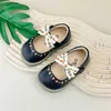 First Walkers New baby shoes for spring embroidery butterfly-knot little girls princess leather shoes soft sole shoes for small children 240315