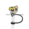 Drinken Sts Baby The Powerpuff Girls Sile St Toppers Accessoires Er Charms Herbruikbare Spatwaterdichte Stofplug Decoratieve 8Mm Party Drop Otrhl