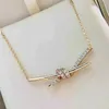 Designer new Kon twining double ring band diamond t Butterfly Knot Necklace Ring batch