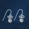 Orecchini pendenti in platino puro massiccio PT950 da donna con sfera laser Bowknot 1,8-2,1 g