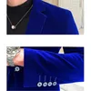 Brand clothing Men Golden velvet suit/Male slim High quality business Blazers/Grooms Wedding Dress Mens jacket clothing 240304