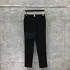 Men's Suits Suit Pants Autunm Winter Fashion Brand Trousers For Men Black Cashmere Wool Flannel Tonal 4-Bar Stripe