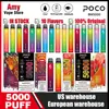 Original Poco 5000 baforadas Cigarro Poco Enorme Caneta Vape Descartável Recarregável 15ML 10 Cor Dispositivo Mais Novo Caneta Vapor vaper randm fumot suco de romã