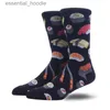 Chaussettes homme mariage drôle hommes dessin animé carlin singe nourriture Sushi créatif hommes Calcetines Hombre Divertido SkarpetkiC24315