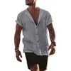Men's Casual Shirts Male Short Sleeve Cotton Linen Blouses For Men Loose Business Normal Social Top Formal Dress Shirt Mens Clothing