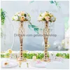 Vases Crystal Flower Vase Stand Centres de mariage pour table Gold Drop Livraison Home Garden DHXDL