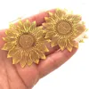 Orecchini pendenti alla moda, grande girasole in ottone in piedi, regali estivi ucraini eleganti e unici per ragazze