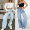 2024 Wysokie pasy luźne damskie damskie jeansy, nowe dżinsy na podłogę