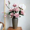 Decorative Flowers 4 Heads Magnolia Flower Branch Real Touch Handmade Artificial Flexible Big Valentine's Day Birthday Gifts