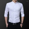 Camicie eleganti da uomo Moda coreana Uomo Casual Colletto alla coreana Uomo d'affari Abbigliamento maschile slim fit a maniche lunghe