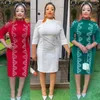 Ethnic Clothing Elegant African Dresses For Plus Size Women 2024 Summer Fashion Diamonds Office Ladies Party Slim Midi Dress Bodycon Gowns