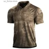 Homens camisetas Camuflagem Polo Camisa Homens Roupas Ao Ar Livre Moda Casual Curto Slve Verão Strt Oversized Homens Esporte Militar Camisetas Tops Y240321