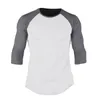 Hirigin Brand Harajuku Jogger 3/4 Sleeve Tshirt Mens Baseball Raglan Tee Jersey Lot T-Shirts Crew Neck Plain Tops Streetwear 240305