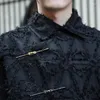 남성용 캐주얼 셔츠 남성 3D 패브릭 금속 버클 느슨한 긴 소매 중국 패션 빈티지 대형 플러스 사이즈 블라우스 무대 옷