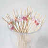 Forks 100Pcs Faux Pearl Flower Fruit Pick Grade Bamboo Buffet Cupcake Dessert Cake Decoration Cocktail Toothpick Stick Kit K