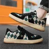 Casual Shoes Spring And Autumn Men Canvas Checkered Versatile Vulcanized Black Fashion Sneakers