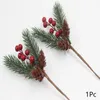 Décorations de Noël 1PC Red Berry Artificielle Pine Cone Branche Guirlande Décoration pour la maison Fausse fleur Arbre de Noël Ornement suspendu