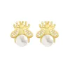 Boucles d'oreilles Nouveau design femmes bijoux de mode 14K plaqué or abeille Zircon perle boucles d'oreilles pour fête de Noël filles accessoires de mode 230831