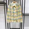 New Isabel Marants Women Wool Blends New Designer Fashion Trend Jacket Vintage Print Contrast Plaid Loose Medium Long Outwear Casual Versatile Wool Coat Tops